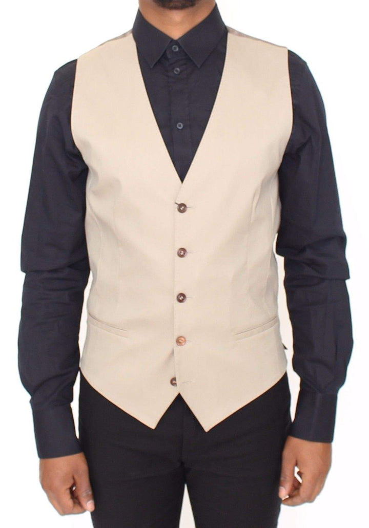 Dolce & Gabbana  Beige Cotton Dress Vest Blazer Jacket #men, Beige, Brand_Dolce & Gabbana, Catch, Dolce & Gabbana, feed-agegroup-adult, feed-color-beige, feed-gender-male, feed-size-IT44 | XS, Gender_Men, IT44 | XS, Kogan, Men - New Arrivals, Vests - Men - Clothing at SEYMAYKA