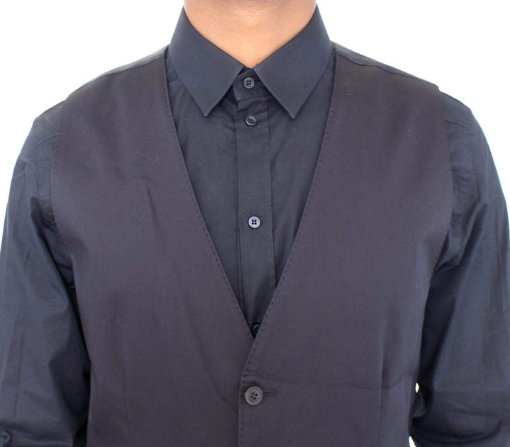 Dolce & Gabbana  Blue Cotton Stretch Dress Vest Blazer #men, Blue, Brand_Dolce & Gabbana, Catch, Dolce & Gabbana, feed-agegroup-adult, feed-color-blue, feed-gender-male, feed-size-IT46 | S, Gender_Men, IT46 | S, Kogan, Men - New Arrivals, Vests - Men - Clothing at SEYMAYKA