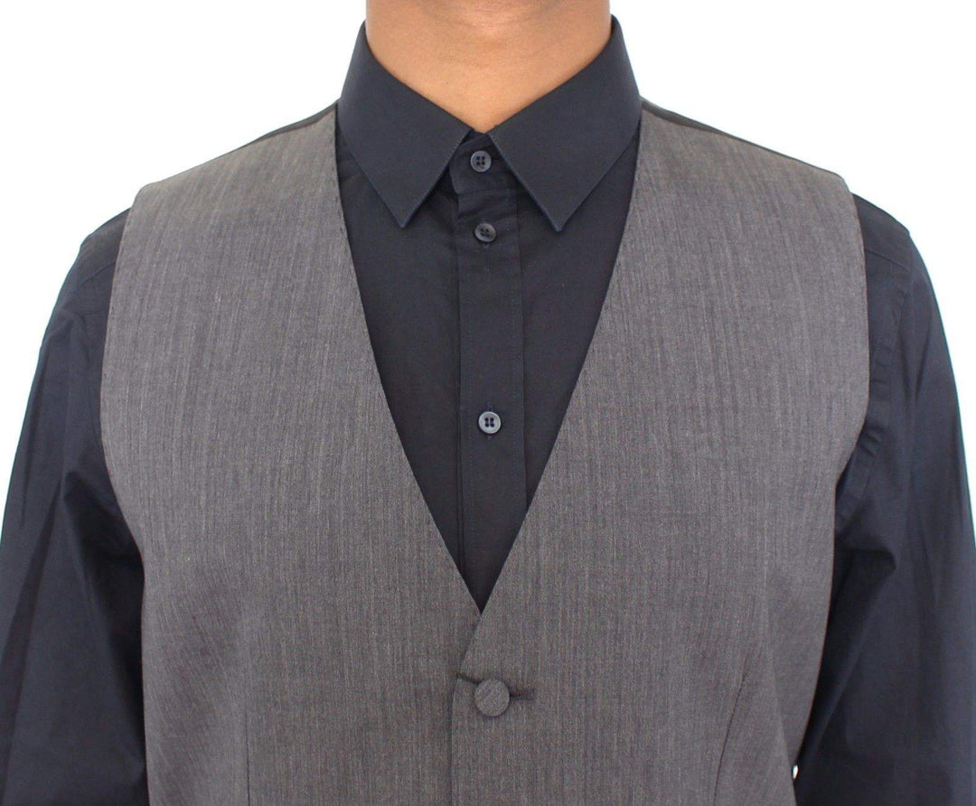 Dolce & Gabbana  Gray Wool Stretch Dress Vest Jacket Blazer #men, Brand_Dolce & Gabbana, Catch, Dolce & Gabbana, feed-agegroup-adult, feed-color-gray, feed-gender-male, feed-size-IT48 | M, Gender_Men, Gray, IT48 | M, Kogan, Men - New Arrivals, Vests - Men - Clothing at SEYMAYKA