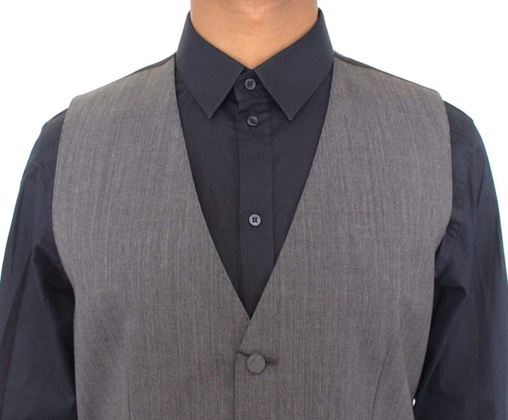 Dolce & Gabbana  Gray Wool Stretch Dress Vest Jacket Blazer #men, Brand_Dolce & Gabbana, Catch, Dolce & Gabbana, feed-agegroup-adult, feed-color-gray, feed-gender-male, feed-size-IT48 | M, Gender_Men, Gray, IT48 | M, Kogan, Men - New Arrivals, Vests - Men - Clothing at SEYMAYKA