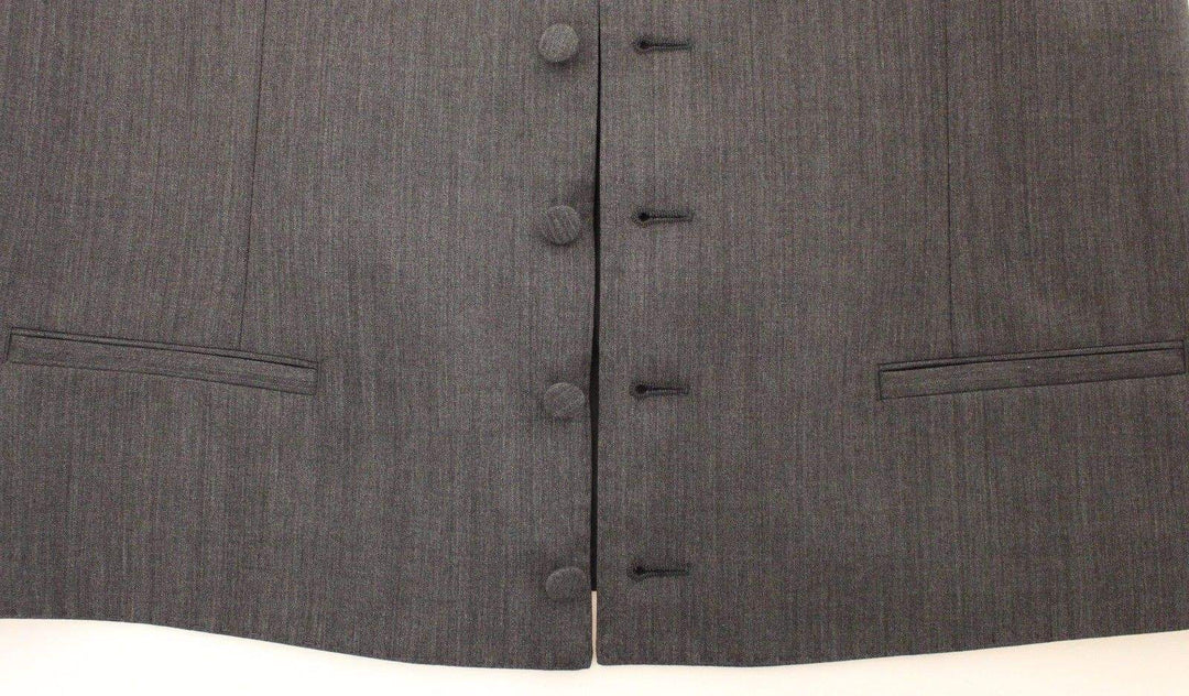 Dolce & Gabbana  Gray Wool Stretch Dress Vest Jacket Blazer #men, Brand_Dolce & Gabbana, Catch, Dolce & Gabbana, feed-agegroup-adult, feed-color-gray, feed-gender-male, feed-size-IT48 | M, Gender_Men, Gray, IT48 | M, Kogan, Men - New Arrivals, Vests - Men - Clothing at SEYMAYKA