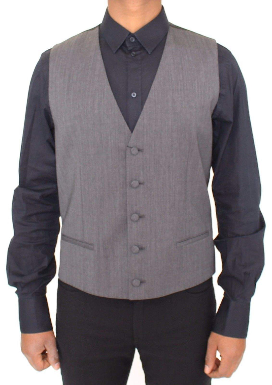 Dolce & Gabbana  Gray Wool Stretch Dress Vest Jacket Blazer #men, Brand_Dolce & Gabbana, Catch, Dolce & Gabbana, feed-agegroup-adult, feed-color-gray, feed-gender-male, feed-size-IT48 | M, Gender_Men, Gray, IT48 | M, Kogan, Men - New Arrivals, Vests - Men - Clothing at SEYMAYKA