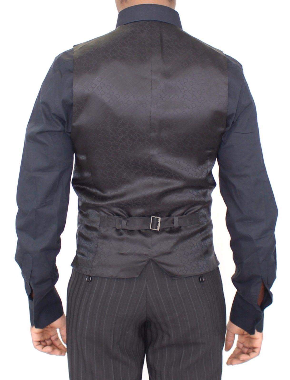 Dolce & Gabbana  Black Striped Stretch Dress Vest Gilet #men, Black, Brand_Dolce & Gabbana, Catch, Dolce & Gabbana, feed-agegroup-adult, feed-color-black, feed-gender-male, feed-size-IT44 | XS, Gender_Men, IT44 | XS, Kogan, Men - New Arrivals, Vests - Men - Clothing at SEYMAYKA