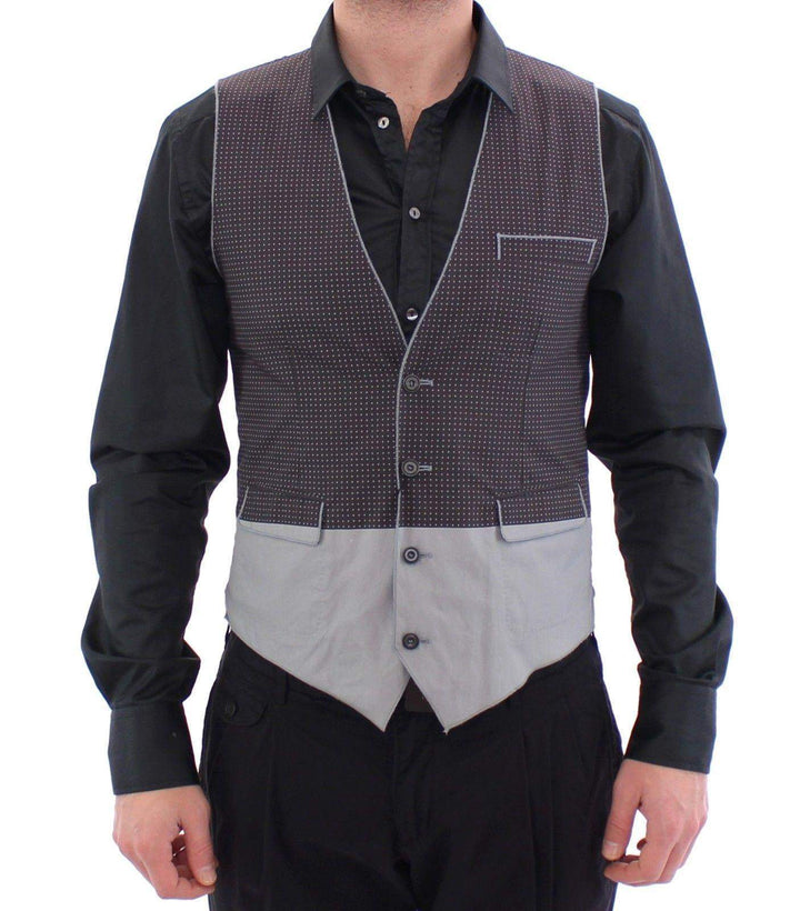 Dolce & Gabbana  Gray Polka Dot Dress Vest Gilet Weste #men, Brand_Dolce & Gabbana, Catch, Dolce & Gabbana, feed-agegroup-adult, feed-color-gray, feed-gender-male, feed-size-IT46 | S, feed-size-IT52 | XL, Gender_Men, Gray, IT46 | S, Kogan, Men - New Arrivals, Vests - Men - Clothing at SEYMAYKA