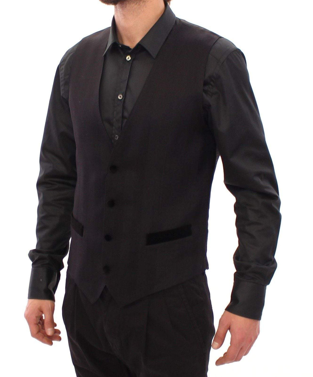 Dolce & Gabbana Black Wool Silk Dress Vest Gilet Weste #men, Black, Dolce & Gabbana, feed-agegroup-adult, feed-color-black, feed-gender-male, feed-size-IT48 | M, IT48 | M, Men - New Arrivals, Vests - Men - Clothing at SEYMAYKA
