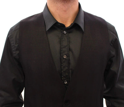 Dolce & Gabbana Black Wool Silk Dress Vest Gilet Weste #men, Black, Dolce & Gabbana, feed-agegroup-adult, feed-color-black, feed-gender-male, feed-size-IT48 | M, IT48 | M, Men - New Arrivals, Vests - Men - Clothing at SEYMAYKA