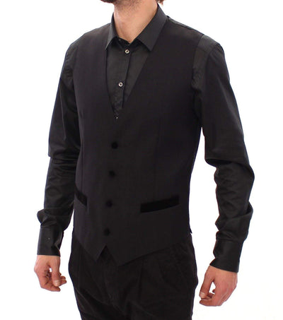 Dolce & Gabbana Black Wool Formal Dress Vest Gilet Weste #men, Black, Dolce & Gabbana, feed-agegroup-adult, feed-color-black, feed-gender-male, feed-size-IT48 | M, IT48 | M, Men - New Arrivals, Vests - Men - Clothing at SEYMAYKA