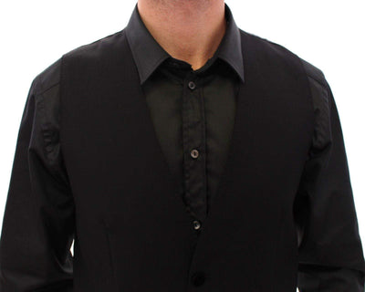 Dolce & Gabbana Black Wool Formal Dress Vest Gilet Weste #men, Black, Dolce & Gabbana, feed-agegroup-adult, feed-color-black, feed-gender-male, feed-size-IT48 | M, IT48 | M, Men - New Arrivals, Vests - Men - Clothing at SEYMAYKA