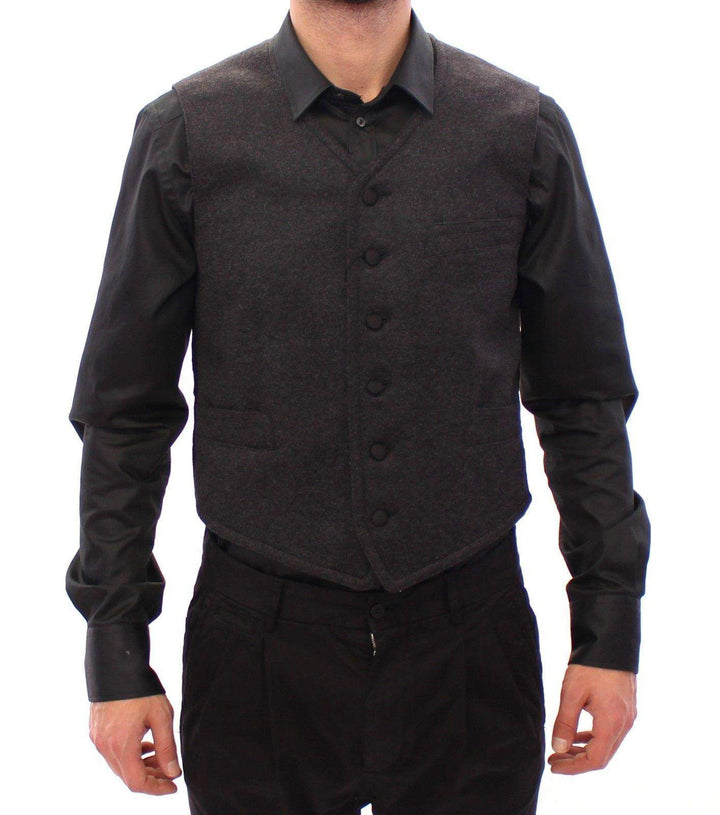 Dolce & Gabbana  Gray Wool Blend Logo Vest Gilet Weste #men, Brand_Dolce & Gabbana, Catch, Dolce & Gabbana, feed-agegroup-adult, feed-color-gray, feed-gender-male, feed-size-IT48 | M, Gender_Men, Gray, IT48 | M, Kogan, Men - New Arrivals, Vests - Men - Clothing at SEYMAYKA