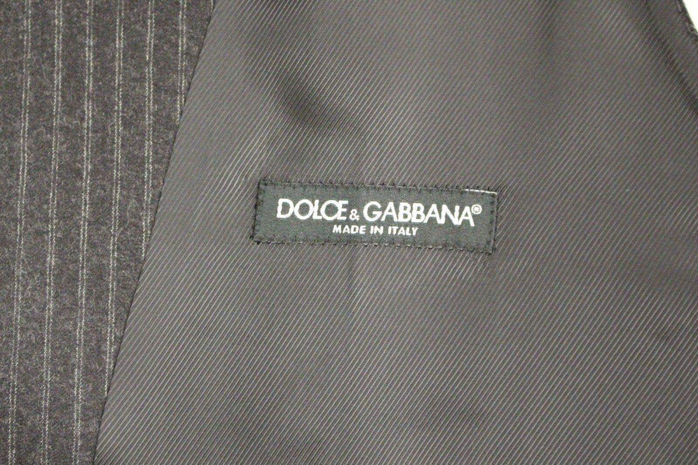 Dolce & Gabbana  Gray Striped Wool Single Breasted Vest #men, Brand_Dolce & Gabbana, Catch, Dolce & Gabbana, feed-agegroup-adult, feed-color-gray, feed-gender-male, feed-size-IT48 | M, Gender_Men, Gray, IT48 | M, Kogan, Men - New Arrivals, Vests - Men - Clothing at SEYMAYKA