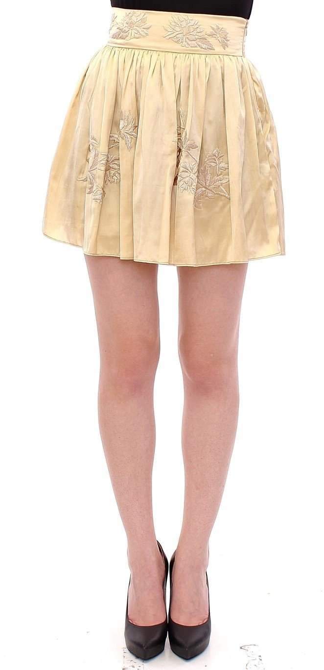 Andrea Incontri  Floral Embroidery Mini Skirt #women, Andrea Incontri, Beige, Catch, feed-agegroup-adult, feed-color-beige, feed-gender-female, feed-size-IT42|M, Gender_Women, IT42|M, Kogan, Skirts - Women - Clothing at SEYMAYKA