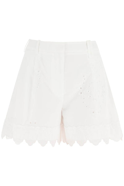 Simone rocha embroidered cotton shorts-0