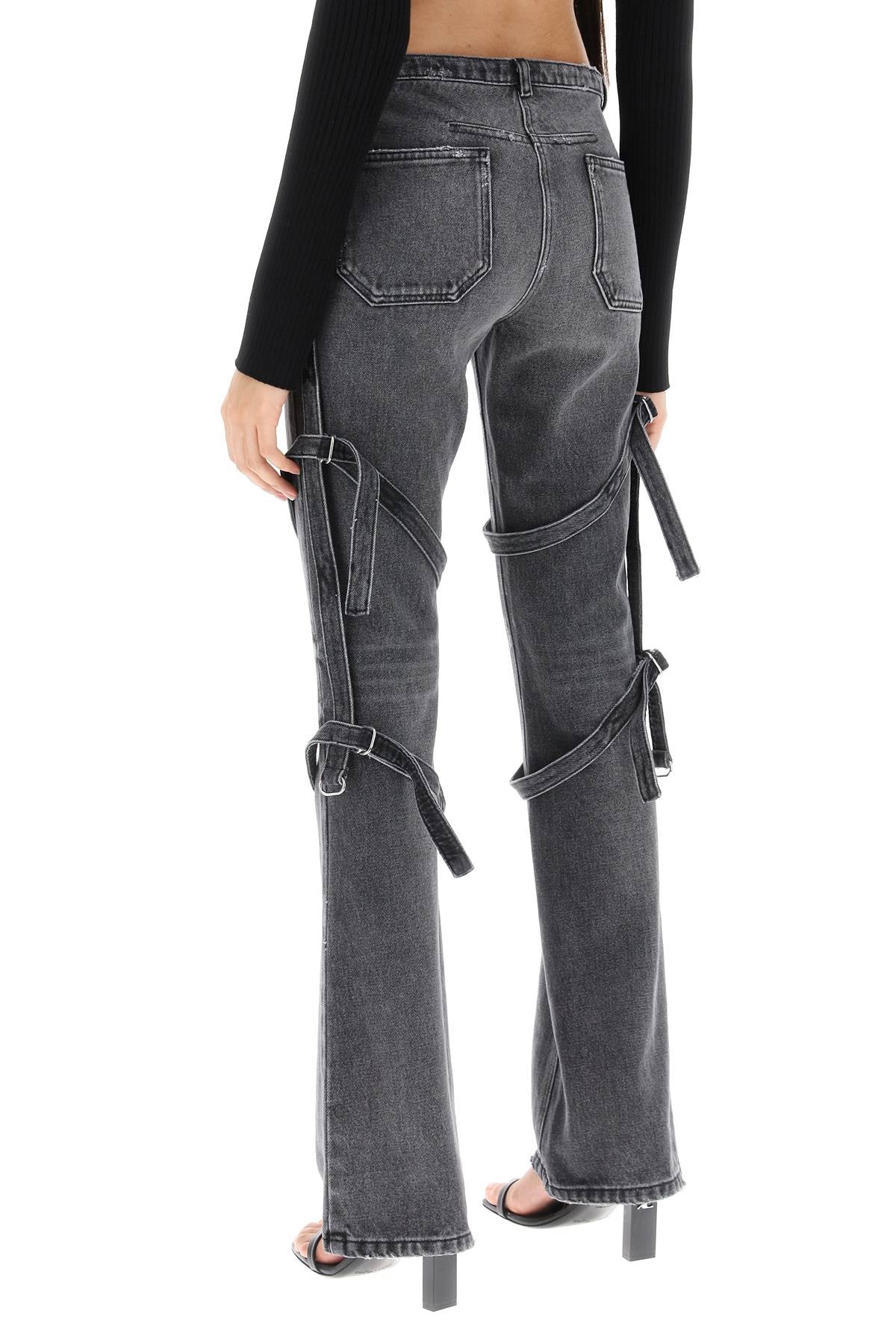 Courreges bootcut jeans with straps-2