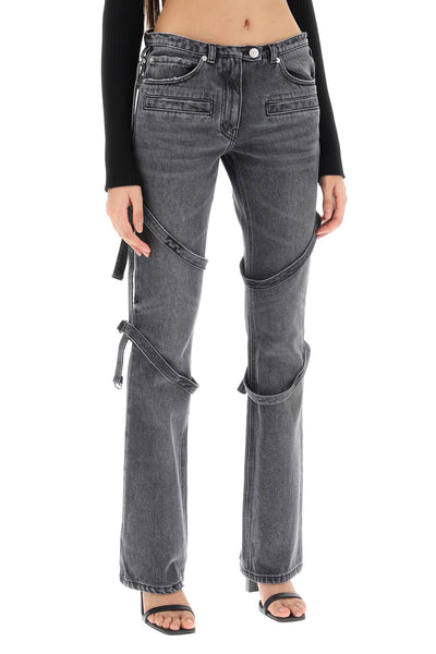 Courreges bootcut jeans with straps-1