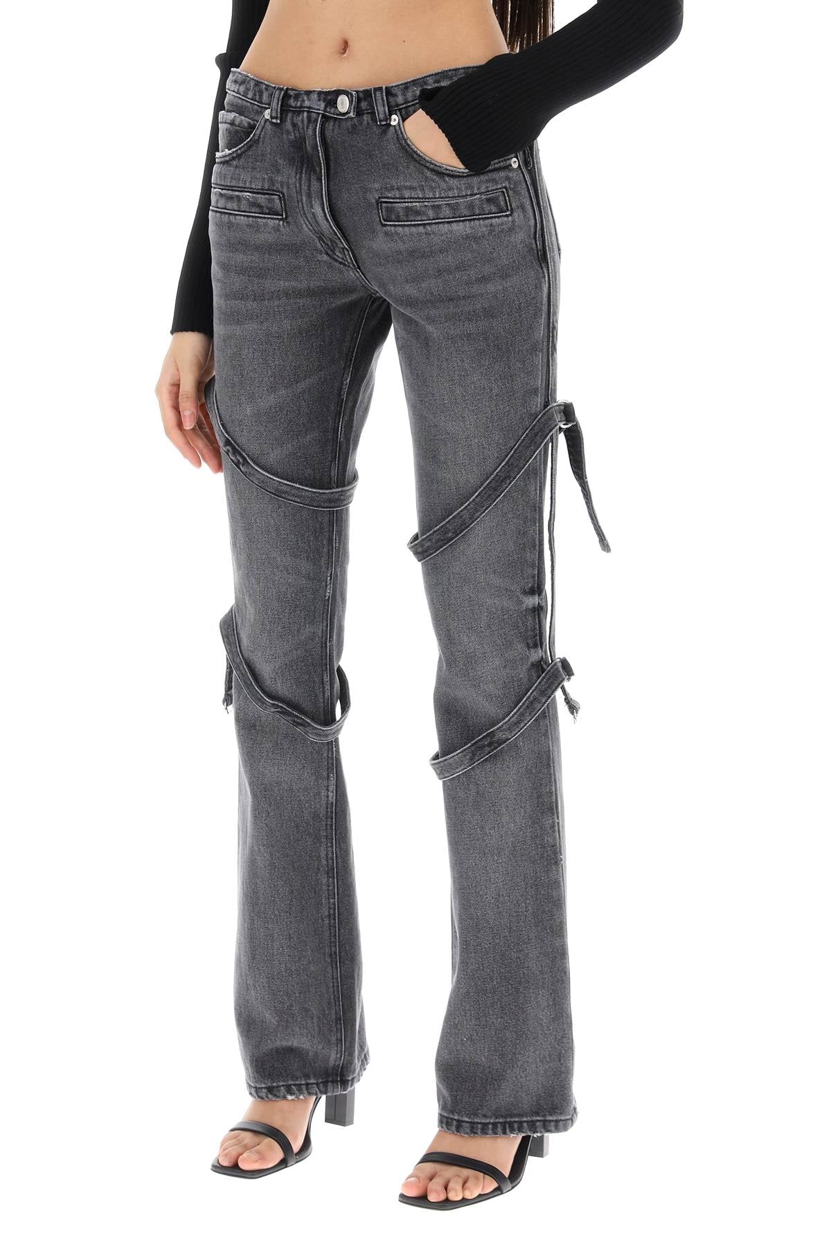 Courreges bootcut jeans with straps-3