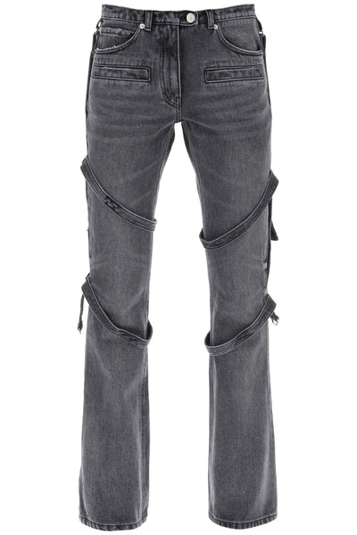 Courreges bootcut jeans with straps-0