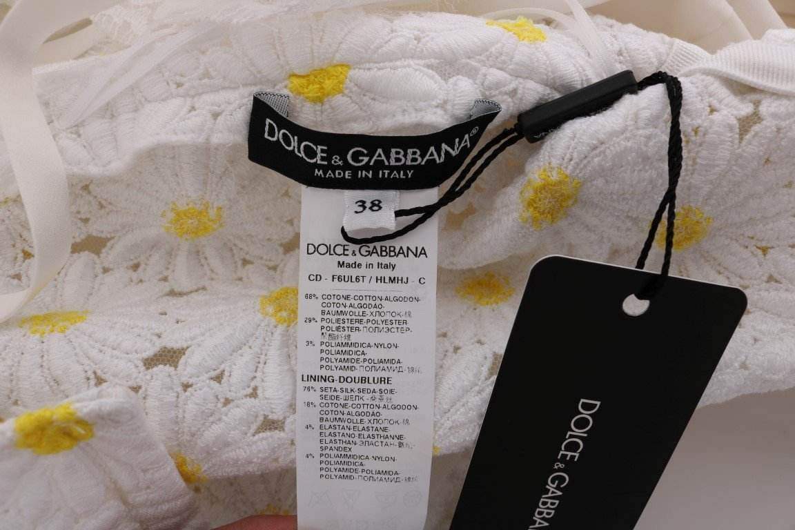 Dolce & Gabbana  White Sunflower Ricamo Sheath Dress #women, Brand_Dolce & Gabbana, Catch, Clothing_Dress, Dolce & Gabbana, Dresses - Women - Clothing, feed-agegroup-adult, feed-color-white, feed-gender-female, feed-size-IT38|XS, Gender_Women, IT38|XS, Kogan, White, Women - New Arrivals at SEYMAYKA