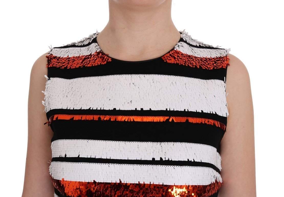 Dolce & Gabbana  Multicolored Striped Sequined Stretch Dress #women, Brand_Dolce & Gabbana, Catch, Clothing_Dress, Dolce & Gabbana, Dresses - Women - Clothing, feed-agegroup-adult, feed-color-multicolor, feed-gender-female, feed-size-IT42|M, Gender_Women, IT42|M, Kogan, Multicolor, Women - New Arrivals at SEYMAYKA