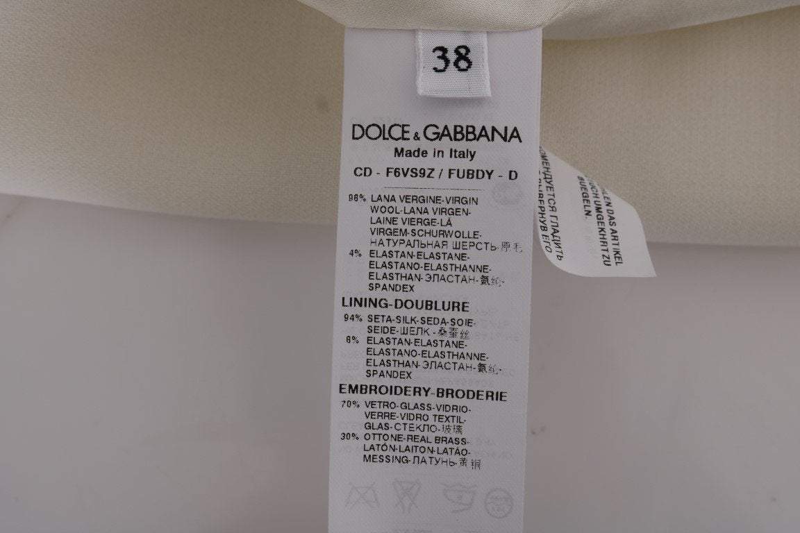 Dolce & Gabbana  White Wool Stretch Brooch Shift Dress #women, Brand_Dolce & Gabbana, Catch, Clothing_Dress, Dolce & Gabbana, Dresses - Women - Clothing, feed-agegroup-adult, feed-color-white, feed-gender-female, feed-size-IT36 | XS, feed-size-IT38 | S, feed-size-IT44|L, feed-size-IT46|XL, Gender_Women, IT36 | XS, IT38 | S, IT44|L, IT46|XL, Kogan, White, Women - New Arrivals at SEYMAYKA