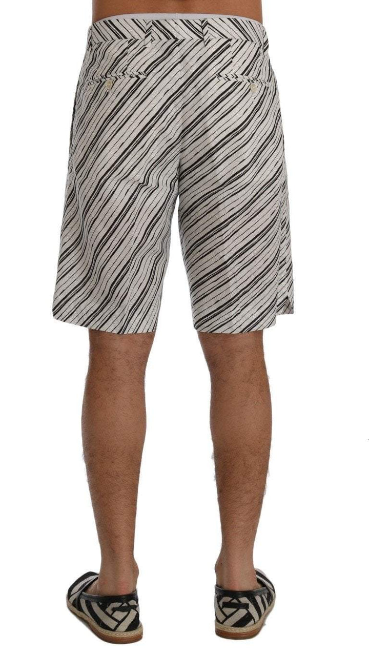 Dolce & Gabbana  White Black Striped Casual Shorts #men, Black/White, Brand_Dolce & Gabbana, Catch, Dolce & Gabbana, feed-agegroup-adult, feed-color-black, feed-color-white, feed-gender-male, feed-size-IT44 | XS, feed-size-IT46 | S, feed-size-IT48 | M, Gender_Men, IT44 | XS, IT46 | S, IT48 | M, Kogan, Men - New Arrivals, Shorts - Men - Clothing at SEYMAYKA