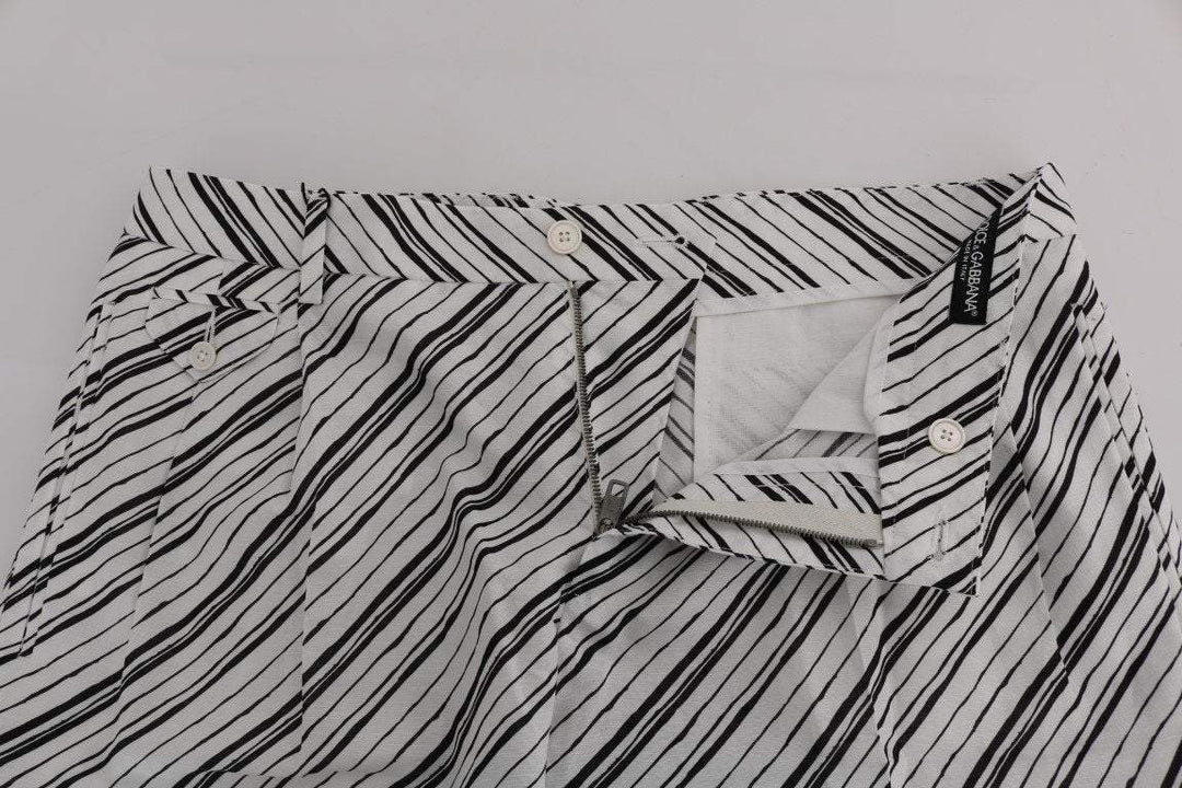 Dolce & Gabbana  White Black Striped Casual Shorts #men, Black/White, Brand_Dolce & Gabbana, Catch, Dolce & Gabbana, feed-agegroup-adult, feed-color-black, feed-color-white, feed-gender-male, feed-size-IT44 | XS, feed-size-IT46 | S, feed-size-IT48 | M, Gender_Men, IT44 | XS, IT46 | S, IT48 | M, Kogan, Men - New Arrivals, Shorts - Men - Clothing at SEYMAYKA