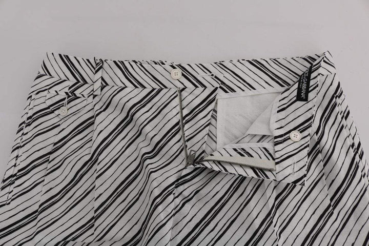 Dolce & Gabbana  White Black Striped Casual Shorts #men, Black/White, Brand_Dolce & Gabbana, Catch, Dolce & Gabbana, feed-agegroup-adult, feed-color-black, feed-color-white, feed-gender-male, feed-size-IT44 | XS, feed-size-IT46 | S, feed-size-IT48 | M, Gender_Men, IT44 | XS, IT46 | S, IT48 | M, Kogan, Men - New Arrivals, Shorts - Men - Clothing at SEYMAYKA