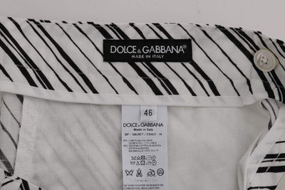 Dolce & Gabbana  White Black Striped Casual Shorts #men, Black/White, Brand_Dolce & Gabbana, Catch, Dolce & Gabbana, feed-agegroup-adult, feed-color-black, feed-color-white, feed-gender-male, feed-size-IT44 | XS, feed-size-IT46 | S, feed-size-IT48 | M, Gender_Men, IT44 | XS, IT46 | S, IT48 | M, Kogan, Men - New Arrivals, Shorts - Men - Clothing at SEYMAYKA