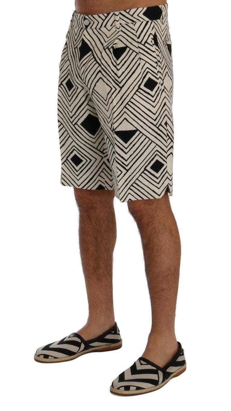 Dolce & Gabbana White Black Striped Casual Shorts #men, Black/White, Brand_Dolce & Gabbana, Catch, Dolce & Gabbana, feed-agegroup-adult, feed-color-black, feed-color-white, feed-gender-male, feed-size-IT46 | S, feed-size-IT52 | XL, feed-size-IT54 | XL, Gender_Men, IT46 | S, IT52 | XL, IT54 | XL, Kogan, Men - New Arrivals, Shorts - Men - Clothing at SEYMAYKA