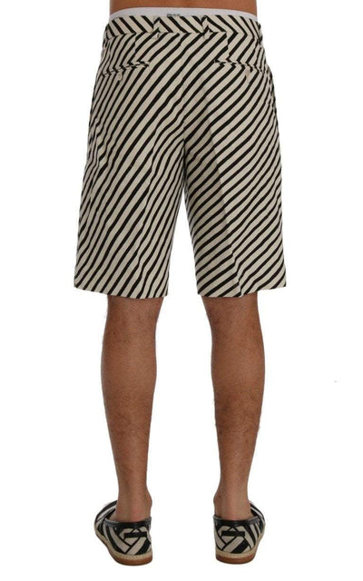 Dolce & Gabbana  White Black Striped Hemp Casual Shorts #men, Black/White, Brand_Dolce & Gabbana, Catch, Dolce & Gabbana, feed-agegroup-adult, feed-color-black, feed-color-white, feed-gender-male, feed-size-IT44 | XS, feed-size-IT52 | XL, Gender_Men, IT44 | XS, IT46 | S, IT52 | XL, Kogan, Men - New Arrivals, Shorts - Men - Clothing at SEYMAYKA
