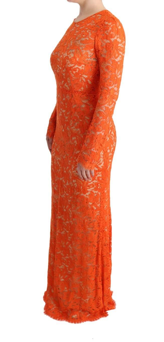 Dolce & Gabbana  Orange Floral Ricamo Sheath Long Dress #women, Brand_Dolce & Gabbana, Catch, Clothing_Dress, Dolce & Gabbana, Dresses - Women - Clothing, feed-agegroup-adult, feed-color-orange, feed-gender-female, feed-size-IT42|M, Gender_Women, IT42|M, Kogan, Orange, Women - New Arrivals at SEYMAYKA