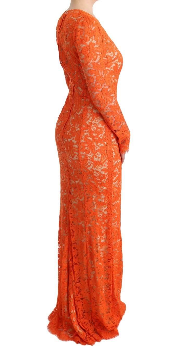Dolce & Gabbana  Orange Floral Ricamo Sheath Long Dress #women, Brand_Dolce & Gabbana, Catch, Clothing_Dress, Dolce & Gabbana, Dresses - Women - Clothing, feed-agegroup-adult, feed-color-orange, feed-gender-female, feed-size-IT42|M, Gender_Women, IT42|M, Kogan, Orange, Women - New Arrivals at SEYMAYKA