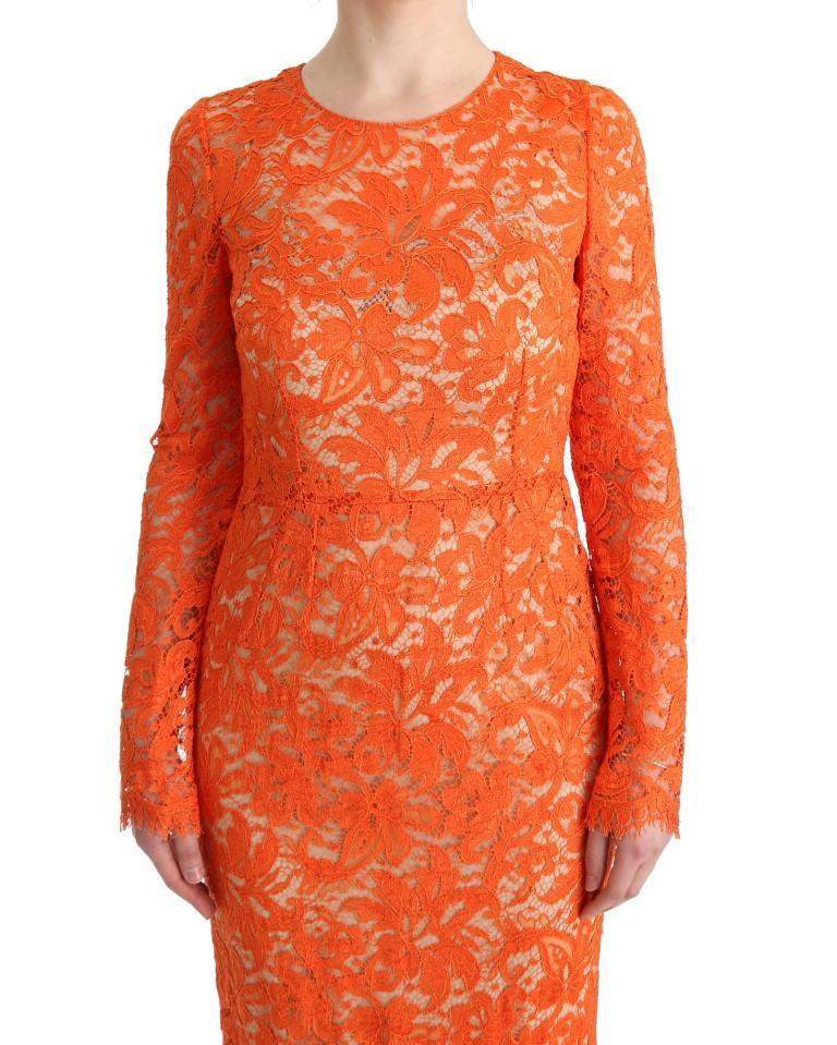 Dolce & Gabbana  Orange Floral Ricamo Sheath Long Dress #women, Brand_Dolce & Gabbana, Catch, Clothing_Dress, Dolce & Gabbana, Dresses - Women - Clothing, feed-agegroup-adult, feed-color-orange, feed-gender-female, feed-size-IT42|M, Gender_Women, IT42|M, Kogan, Orange, Women - New Arrivals at SEYMAYKA