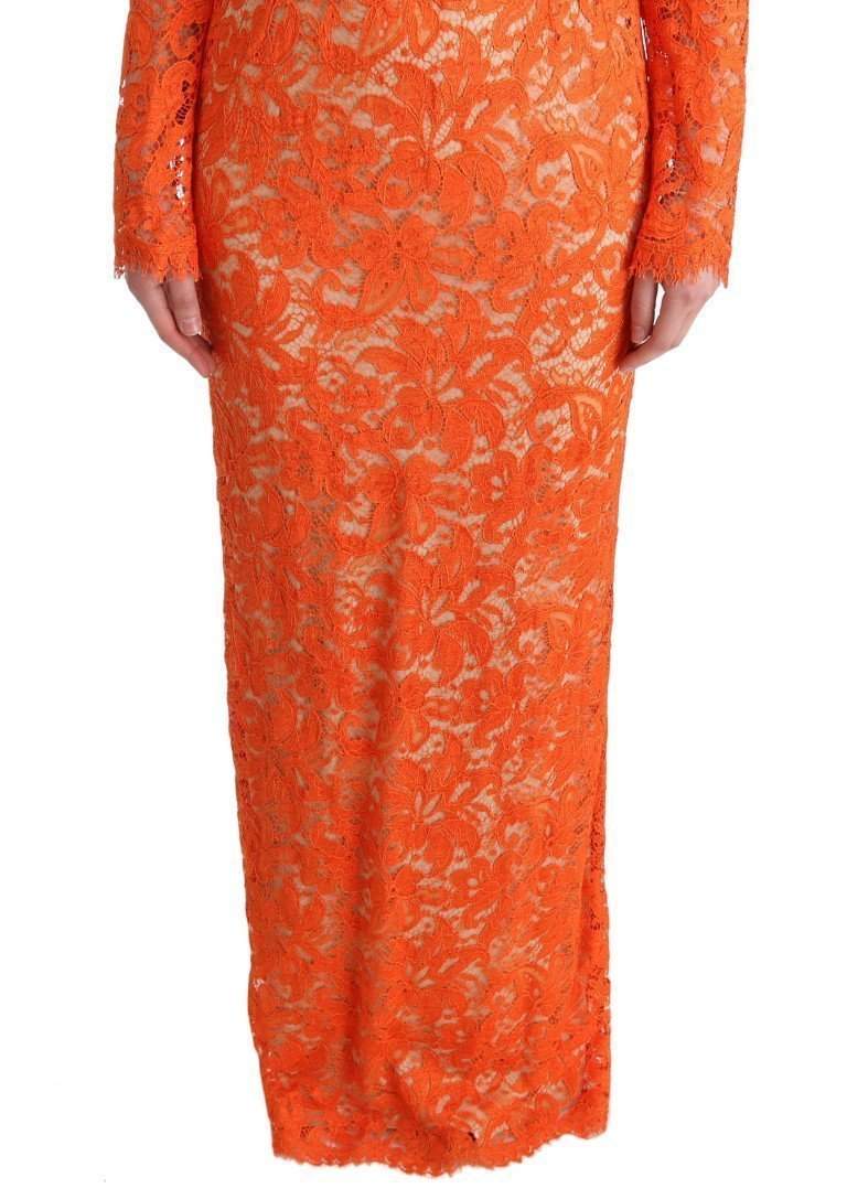 Dolce & Gabbana  Orange Floral Ricamo Sheath Long Dress #women, Brand_Dolce & Gabbana, Catch, Clothing_Dress, Dolce & Gabbana, Dresses - Women - Clothing, feed-agegroup-adult, feed-color-orange, feed-gender-female, feed-size-IT42|M, Gender_Women, IT42|M, Kogan, Orange, Women - New Arrivals at SEYMAYKA