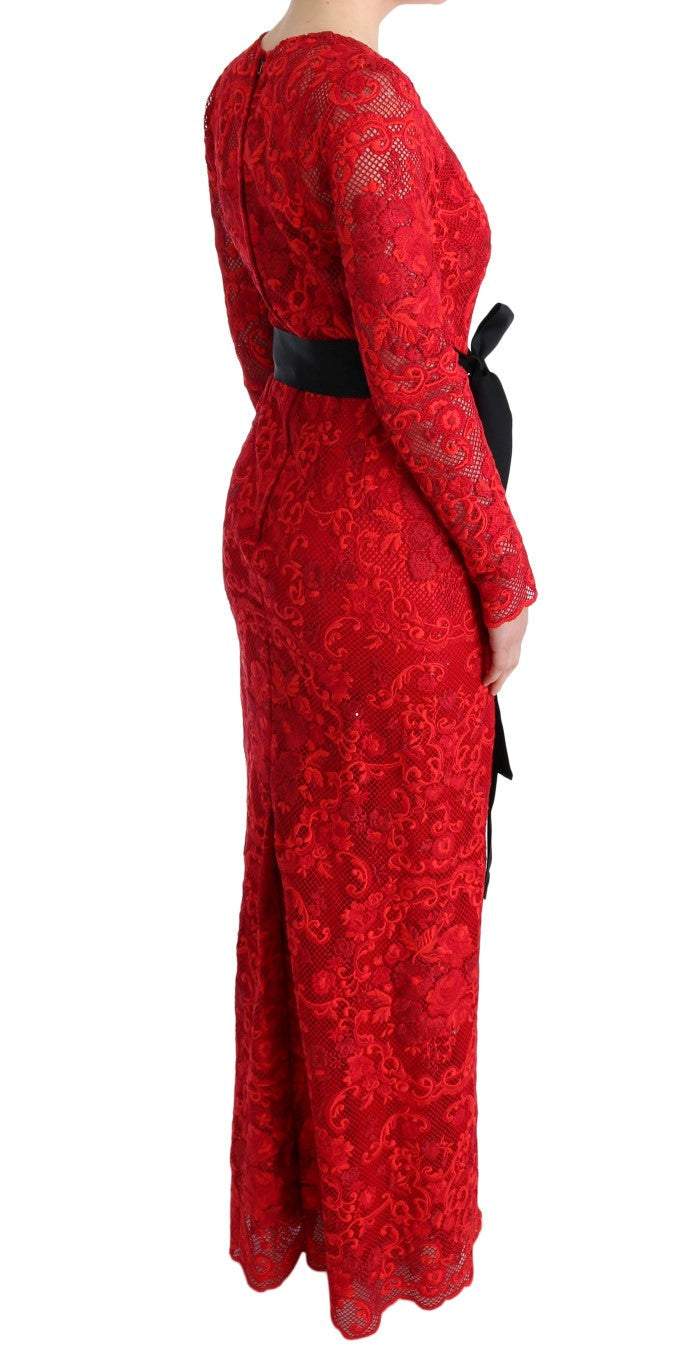 Dolce & Gabbana Red Floral Ricamo Sheath Long Dress Dolce & Gabbana, Dresses - Women - Clothing, feed-agegroup-adult, feed-color-Red, feed-gender-female, IT40|S, Red, Women - New Arrivals at SEYMAYKA