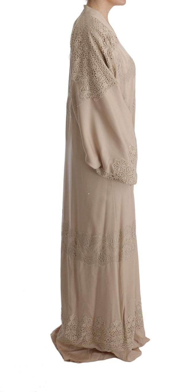 Dolce & Gabbana Beige Floral Applique Lace Kaftan Dress #women, Beige, Brand_Dolce & Gabbana, Catch, Clothing_Dress, Dolce & Gabbana, Dresses - Women - Clothing, feed-agegroup-adult, feed-color-beige, feed-gender-female, feed-size-IT40|S, feed-size-IT42|M, feed-size-IT48|XXL, Gender_Women, IT40|S, IT42|M, IT48|XXL, Kogan, Women - New Arrivals at SEYMAYKA