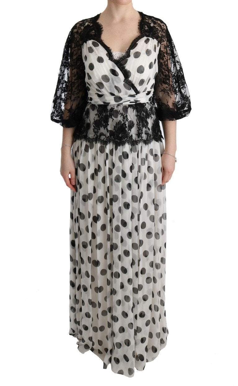 Dolce & Gabbana  Black White Polka Dotted Floral Dress #women, Black/White, Brand_Dolce & Gabbana, Catch, Clothing_Dress, Dolce & Gabbana, Dresses - Women - Clothing, feed-agegroup-adult, feed-color-black, feed-color-white, feed-gender-female, feed-size-IT40|S, Gender_Women, IT40|S, Kogan, Women - New Arrivals at SEYMAYKA