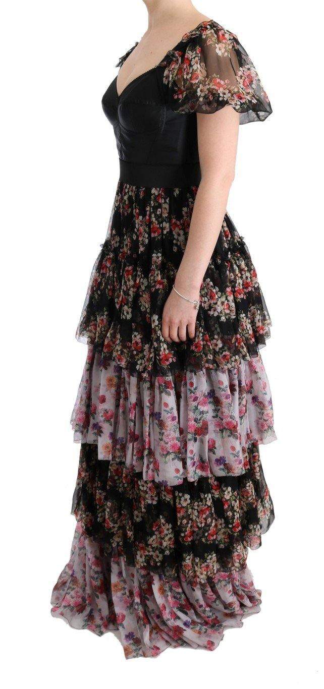 Dolce & Gabbana  Multicolor Silk Stretch Floral Shift Long Dress #women, Brand_Dolce & Gabbana, Catch, Clothing_Dress, Dolce & Gabbana, Dresses - Women - Clothing, feed-agegroup-adult, feed-color-multicolor, feed-gender-female, feed-size-IT36 | XS, Gender_Women, IT36 | XS, Kogan, Multicolor, Women - New Arrivals at SEYMAYKA