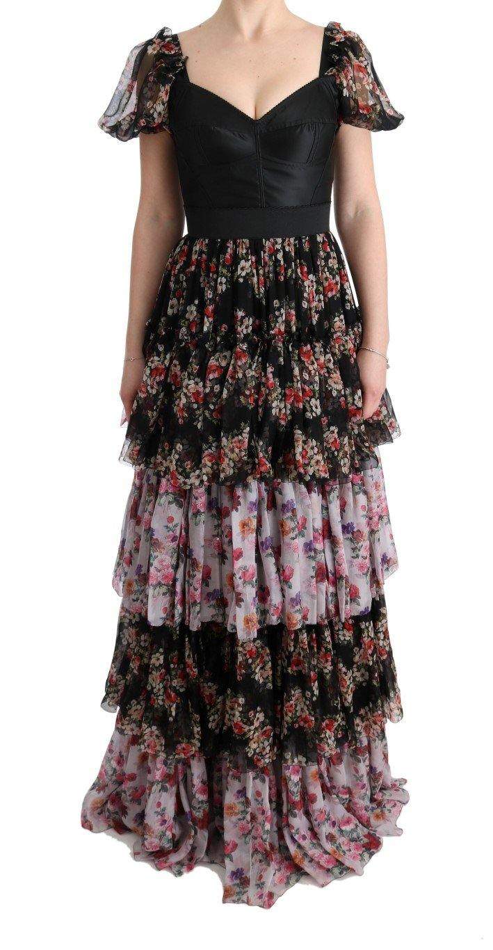 Dolce & Gabbana  Multicolor Silk Stretch Floral Shift Long Dress #women, Brand_Dolce & Gabbana, Catch, Clothing_Dress, Dolce & Gabbana, Dresses - Women - Clothing, feed-agegroup-adult, feed-color-multicolor, feed-gender-female, feed-size-IT36 | XS, Gender_Women, IT36 | XS, Kogan, Multicolor, Women - New Arrivals at SEYMAYKA