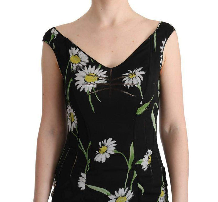 Dolce & Gabbana  Sunflower Silk Stretch Sheath Dress #women, Black, Brand_Dolce & Gabbana, Catch, Clothing_Dress, Dolce & Gabbana, Dresses - Women - Clothing, feed-agegroup-adult, feed-color-black, feed-gender-female, feed-size-IT36 | XS, feed-size-IT38|XS, feed-size-IT40|S, feed-size-IT42|M, feed-size-IT44|L, Gender_Women, IT36 | XS, IT38|XS, IT40|S, IT42|M, IT44|L, Kogan, Women - New Arrivals at SEYMAYKA