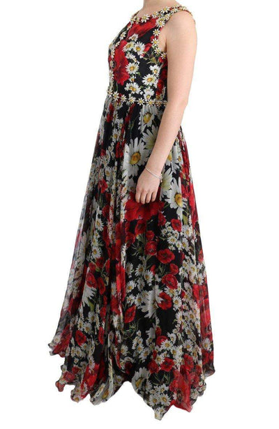 Dolce & Gabbana  Multicolor Silk Floral Crystal Long Maxi Dress #women, Brand_Dolce & Gabbana, Catch, Clothing_Dress, Dolce & Gabbana, Dresses - Women - Clothing, feed-agegroup-adult, feed-color-multicolor, feed-gender-female, feed-size-IT44|L, Gender_Women, IT44|L, Kogan, Multicolor, Women - New Arrivals at SEYMAYKA