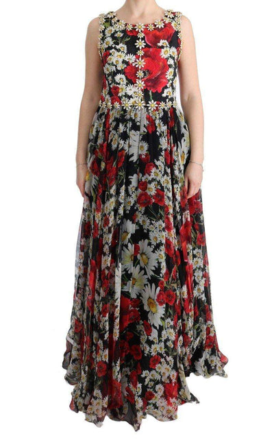 Dolce & Gabbana  Multicolor Silk Floral Crystal Long Maxi Dress #women, Brand_Dolce & Gabbana, Catch, Clothing_Dress, Dolce & Gabbana, Dresses - Women - Clothing, feed-agegroup-adult, feed-color-multicolor, feed-gender-female, feed-size-IT44|L, Gender_Women, IT44|L, Kogan, Multicolor, Women - New Arrivals at SEYMAYKA