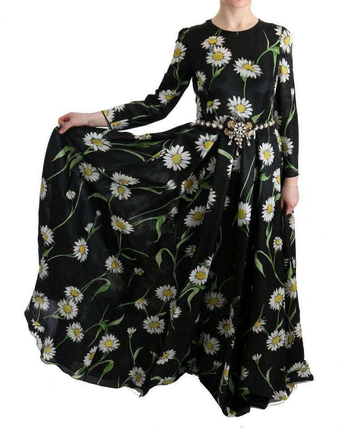 Dolce & Gabbana  Multicolor Silk Sunflower Print Long Maxi Dress #women, Brand_Dolce & Gabbana, Catch, Clothing_Dress, Dolce & Gabbana, Dresses - Women - Clothing, feed-agegroup-adult, feed-color-multicolor, feed-gender-female, feed-size-IT38|XS, feed-size-IT40|S, Gender_Women, IT38|XS, IT40|S, IT42|M, Kogan, Multicolor, Women - New Arrivals at SEYMAYKA