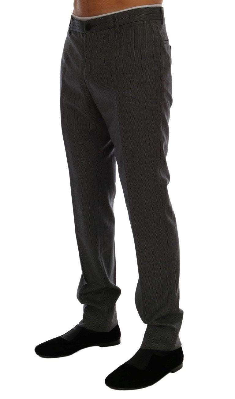 Dolce & Gabbana Gray Wool Striped Formal Pants #men, Brand_Dolce & Gabbana, Catch, Dolce & Gabbana, feed-agegroup-adult, feed-color-gray, feed-gender-male, feed-size-IT44 | XS, feed-size-IT54 | XL, Gender_Men, Gray, IT44 | XS, IT48 | M, IT52 | L, IT54 | XL, Jeans & Pants - Men - Clothing, Kogan, Men - New Arrivals at SEYMAYKA