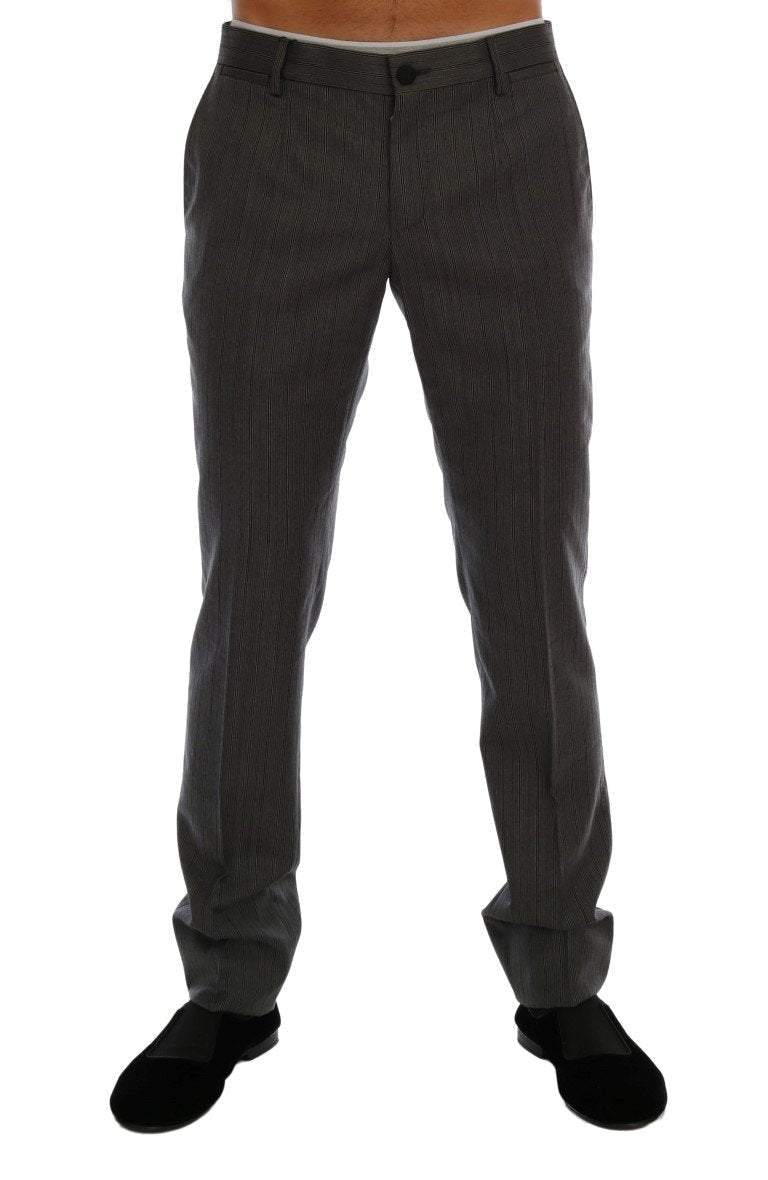 Dolce & Gabbana Gray Wool Striped Formal Pants #men, Brand_Dolce & Gabbana, Catch, Dolce & Gabbana, feed-agegroup-adult, feed-color-gray, feed-gender-male, feed-size-IT44 | XS, feed-size-IT54 | XL, Gender_Men, Gray, IT44 | XS, IT48 | M, IT52 | L, IT54 | XL, Jeans & Pants - Men - Clothing, Kogan, Men - New Arrivals at SEYMAYKA