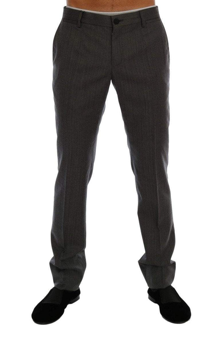 Dolce & Gabbana Gray Wool Striped Formal Pants #men, Brand_Dolce & Gabbana, Catch, Dolce & Gabbana, feed-agegroup-adult, feed-color-gray, feed-gender-male, feed-size-IT44 | XS, feed-size-IT54 | XL, Gender_Men, Gray, IT44 | XS, IT48 | M, IT52 | L, IT54 | XL, Jeans & Pants - Men - Clothing, Kogan, Men - New Arrivals at SEYMAYKA