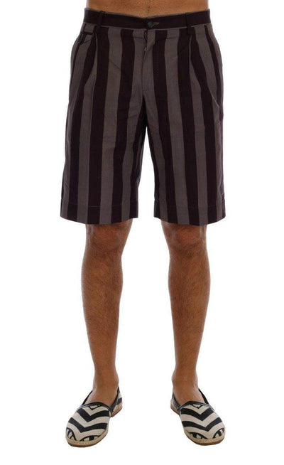 Dolce & Gabbana  Gray Purple Striped Cotton Shorts #men, Brand_Dolce & Gabbana, Catch, Dolce & Gabbana, feed-agegroup-adult, feed-color-multicolor, feed-gender-male, feed-size-IT44 | XS, Gender_Men, IT44 | XS, Jeans & Pants - Men - Clothing, Kogan, Men - New Arrivals, Multicolor at SEYMAYKA