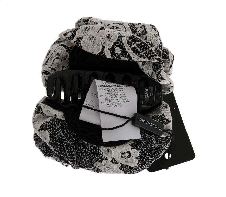 Dolce & Gabbana  Black White Floral Lace Crystal Hair Claw #women, Accessories - New Arrivals, Black/White, Brand_Dolce & Gabbana, Catch, Dolce & Gabbana, feed-agegroup-adult, feed-color-black, feed-color-white, feed-gender-female, feed-size-OS, Gender_Women, Headbands - Women - Accessories, Kogan at SEYMAYKA