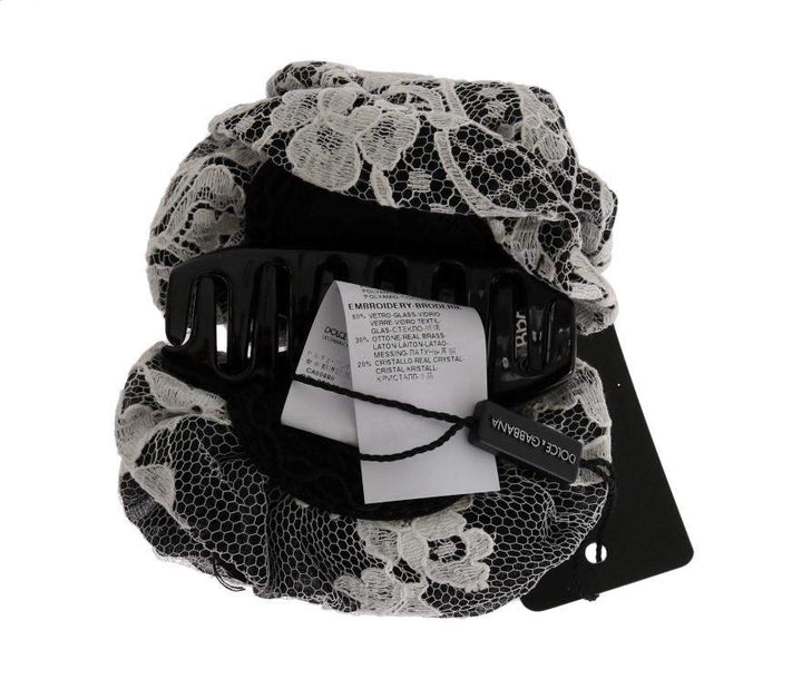 Dolce & Gabbana  Black White Floral Lace Crystal Hair Claw #women, Accessories - New Arrivals, Black/White, Brand_Dolce & Gabbana, Catch, Dolce & Gabbana, feed-agegroup-adult, feed-color-black, feed-color-white, feed-gender-female, feed-size-OS, Gender_Women, Headbands - Women - Accessories, Kogan at SEYMAYKA