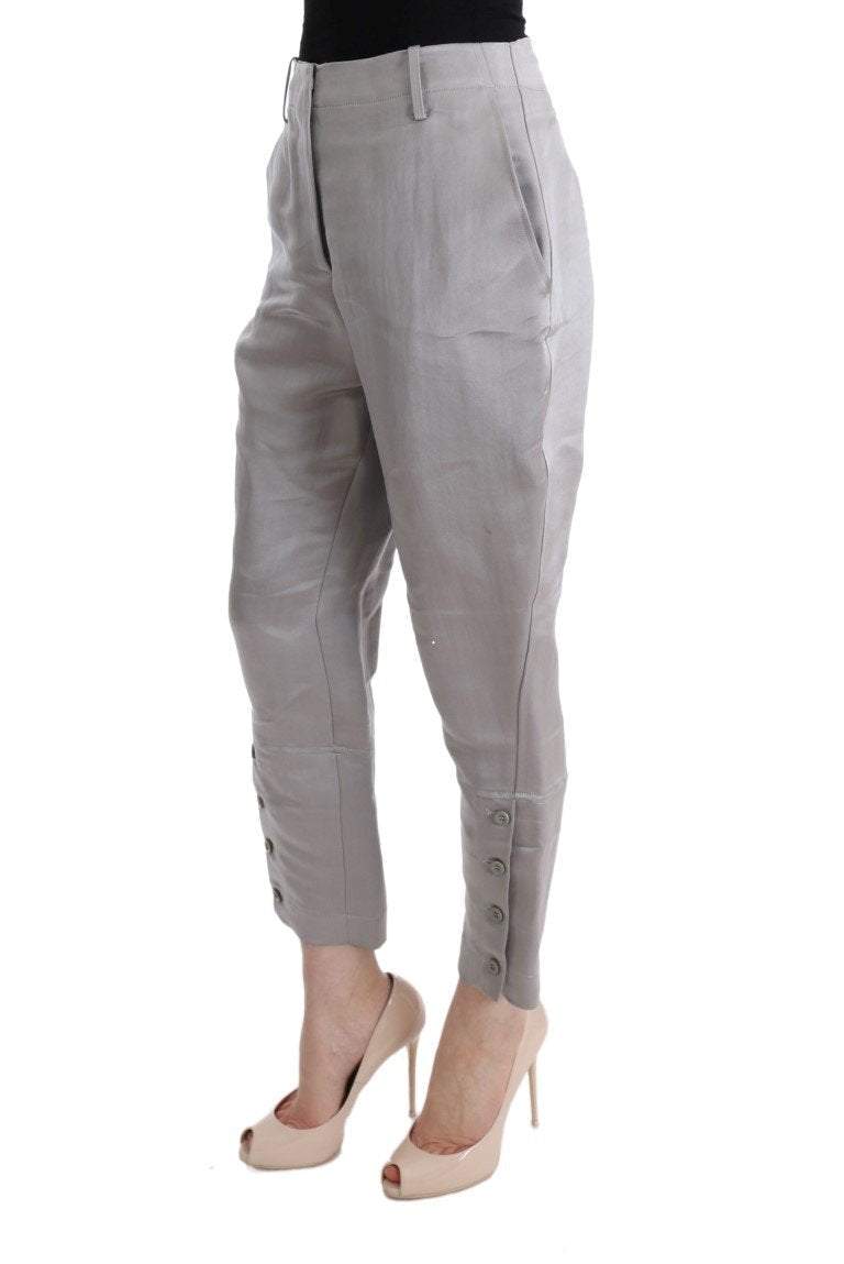 ERMANNO SCERVINO Women   Silk Cropped Casual Pants #women, Catch, Ermanno Scervino, feed-agegroup-adult, feed-color-gray, feed-gender-female, feed-size-IT40|S, feed-size-IT42|M, Gender_Women, Gray, IT40|S, IT42|M, Jeans & Pants - Women - Clothing, Kogan, Women - New Arrivals at SEYMAYKA