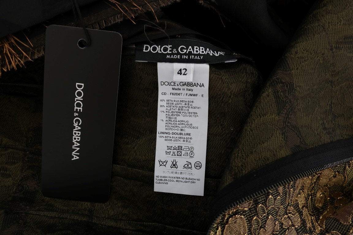 Dolce & Gabbana  Black Silk Brown Fringes A-Line Dress #women, Black, Brand_Dolce & Gabbana, Catch, Clothing_Dress, Dolce & Gabbana, Dresses - Women - Clothing, feed-agegroup-adult, feed-color-black, feed-gender-female, feed-size-IT36 | XS, Gender_Women, IT36 | XS, IT40|S, Kogan, Women - New Arrivals at SEYMAYKA